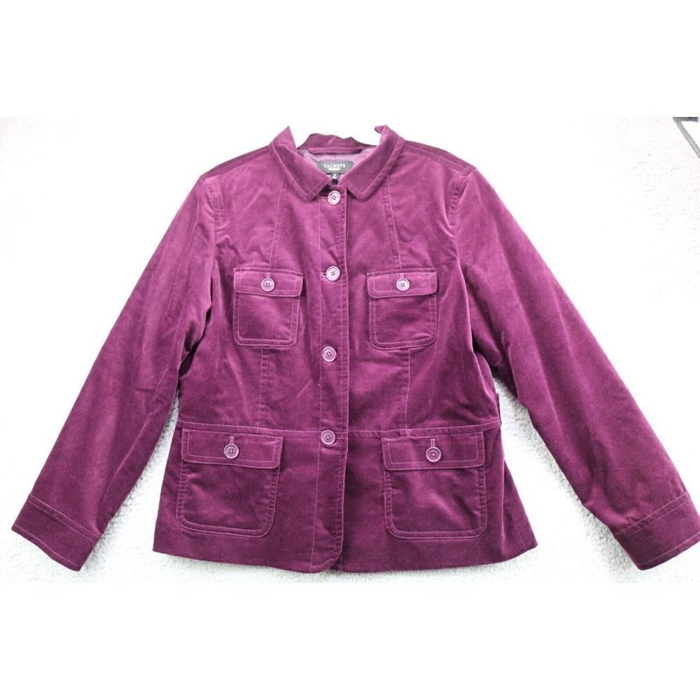 Talbots Plum Button-Front Velvet Blazer